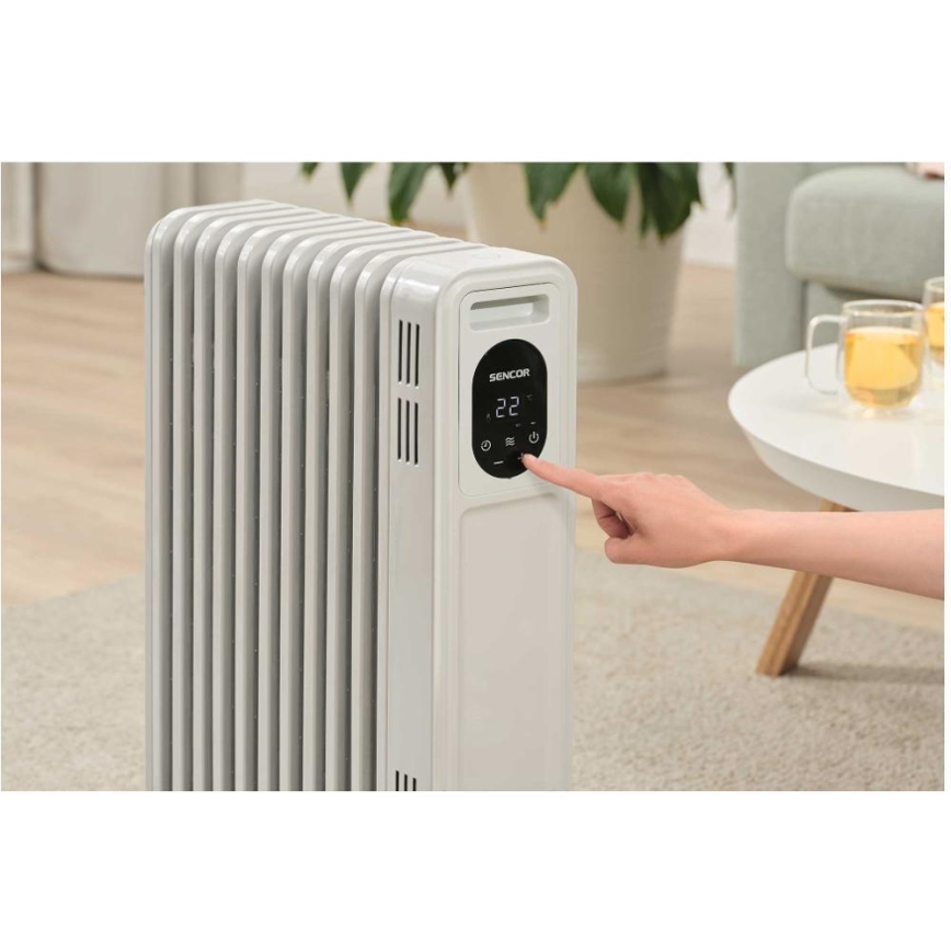 Sencor - Ölradiator mit 11 Rippen 1000/2300W/230V weiß + Fernbedienung