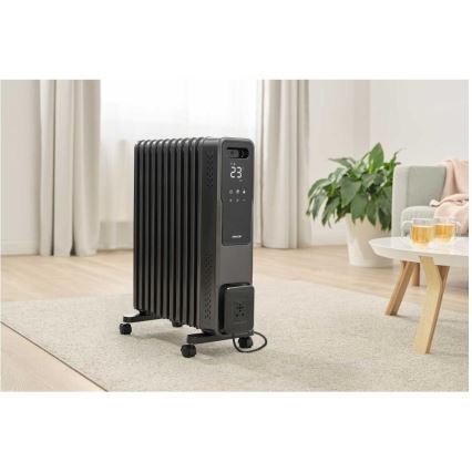 Sencor - Ölradiator mit 11 Rippen 1000/1200/2400W/230V Wi-Fi schwarz