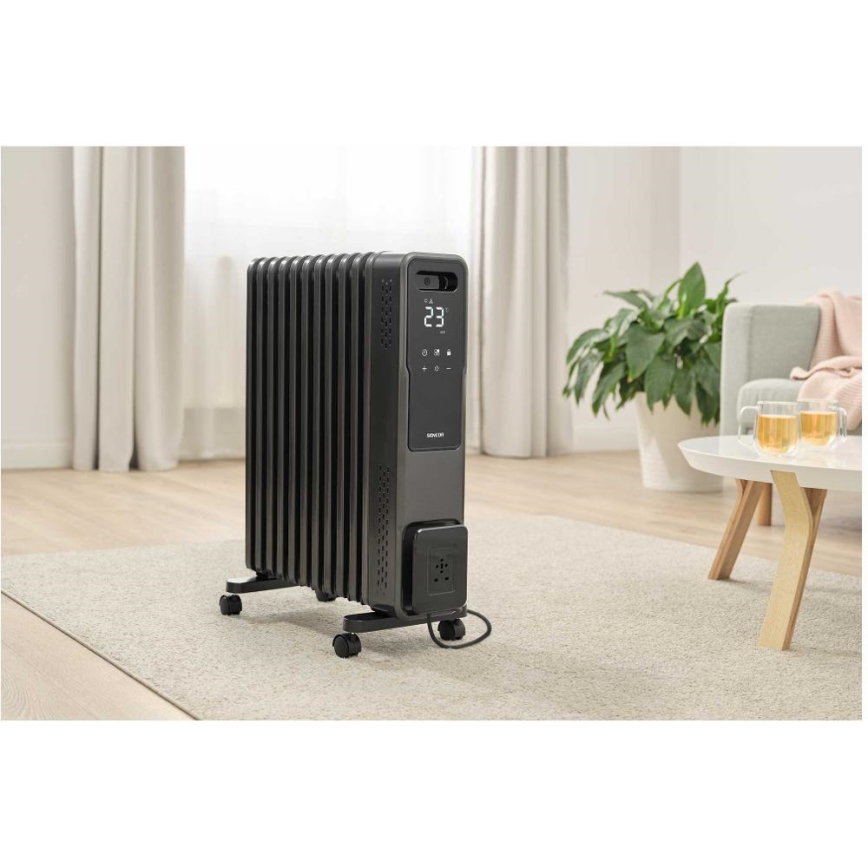 Sencor - Ölradiator mit 11 Rippen 1000/1200/2400W/230V Wi-Fi schwarz