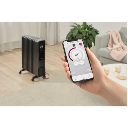 Sencor - Ölradiator mit 11 Rippen 1000/1200/2400W/230V Wi-Fi schwarz