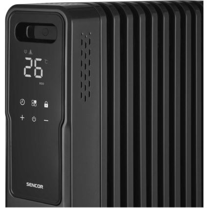 Sencor - Ölradiator mit 11 Rippen 1000/1200/2400W/230V Wi-Fi schwarz