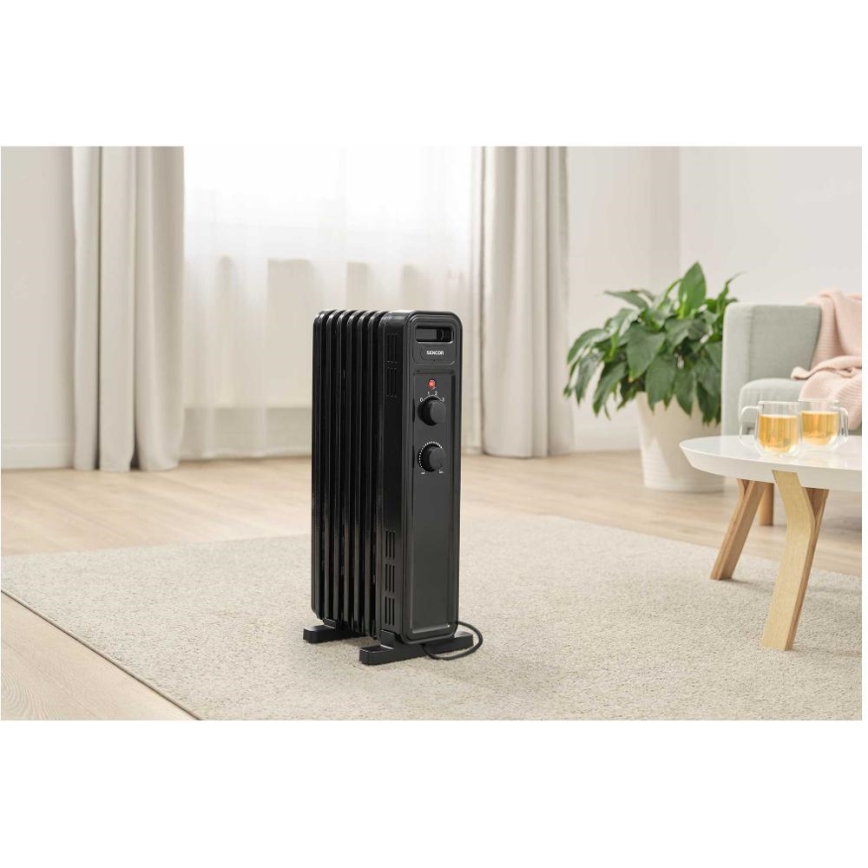 Sencor - Ölradiator mit 7 Heizrippen 600/900/1500W/230V schwarz
