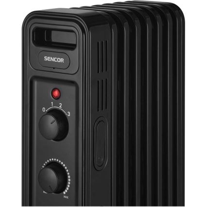 Sencor - Ölradiator mit 7 Rippen, 600/900/1500 W, 230 V, schwarz