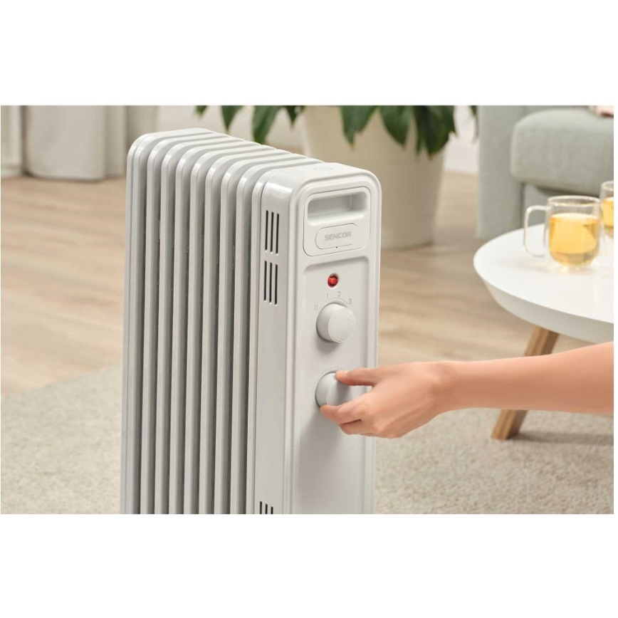 Sencor - Ölradiator mit 9 Rippen, 3 Heizstufen 800/1200/2000W/230V, weiß