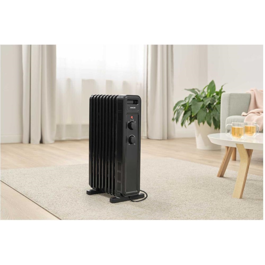 Sencor - Ölradiator mit 9 Rippen 800/1200/2000W/230V schwarz