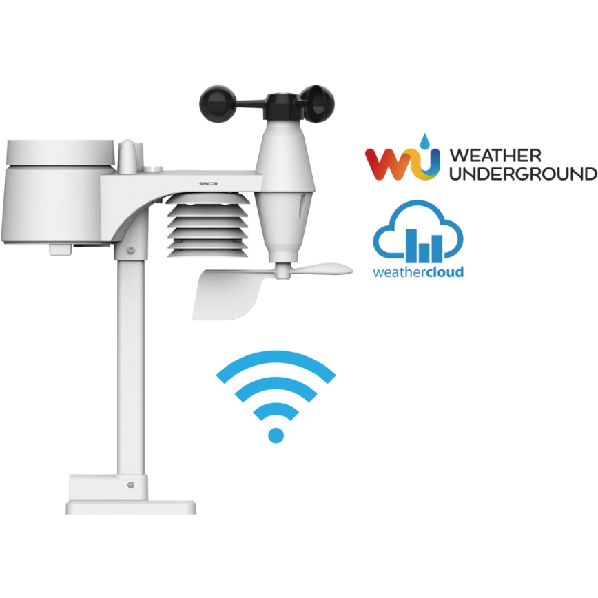 Sencor - Professionelle Wetterstation mit farbigem LCD-Display 5V/1xCR2032 + 3xAA Wi-Fi