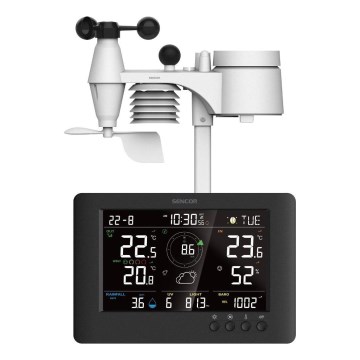 Sencor - Professionelle Wetterstation mit Farb-LCD-Display und Wecker 5V/1xCR2032 + 3xAA