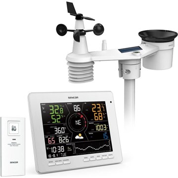 Sencor - Professionelle Wetterstation mit farbigem LCD-Display 5V 1xCR2032 + 3xAA + 2xAA Wi-Fi Tuya