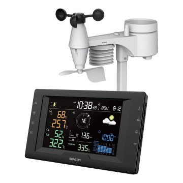 Sencor - Professionelle Wetterstation mit farbigem LCD-Display und Wecker 5V/1xCR2032 + 3xAA