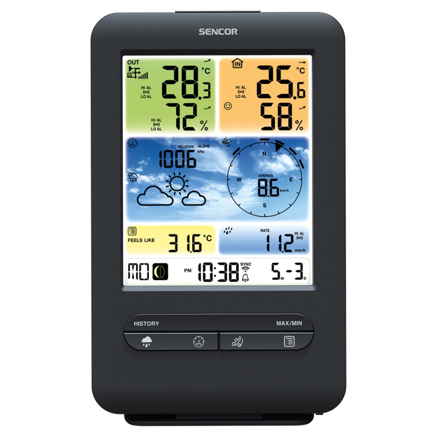Sencor - Profi-Wetterstation mit Farb-LCD-Anzeige 1xCR2032 + 3xAA Wi-Fi