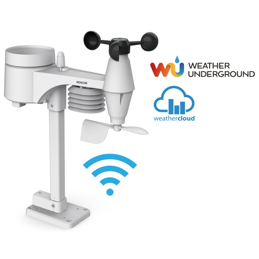 Sencor - Profi-Wetterstation mit Farb-LCD-Anzeige 1xCR2032 + 3xAA Wi-Fi