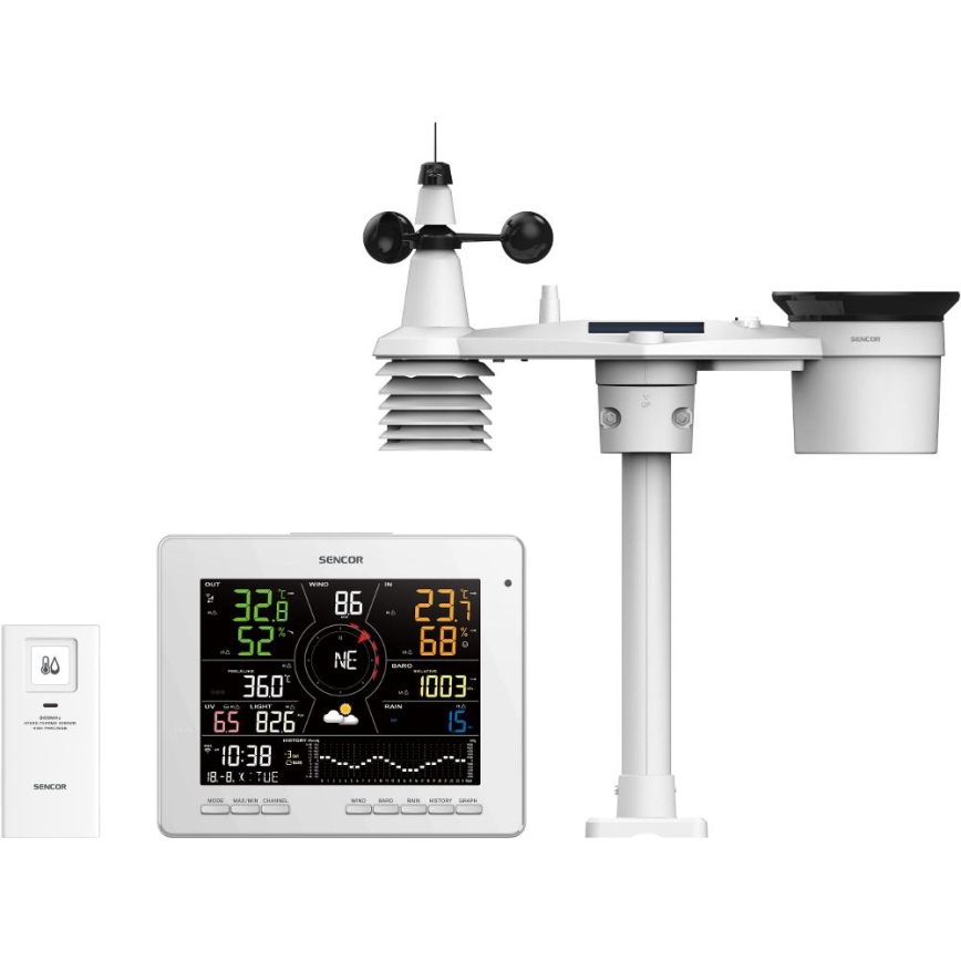 Sencor - Profi-Wetterstation mit Farb-LCD-Anzeige 1xCR2032 Wi-Fi Tuya