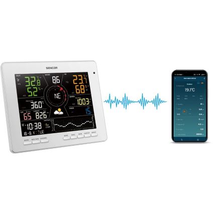 Sencor - Profi-Wetterstation mit Farb-LCD-Anzeige 1xCR2032 Wi-Fi Tuya
