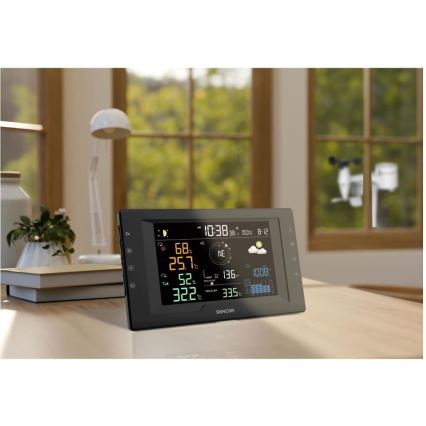Sencor - Professionelle Wetterstation mit farbigem LCD-Display und Wecker 5V/1xCR2032 + 3xAA
