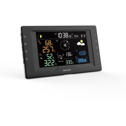Sencor - Professionelle Wetterstation mit farbigem LCD-Display und Wecker 5V/1xCR2032 + 3xAA