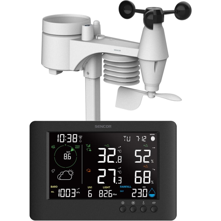 Sencor - Profi-Wetterstation mit Farb-LCD-Anzeige und Wecker 5V/1xCR2032 + 3xAA Wi-Fi