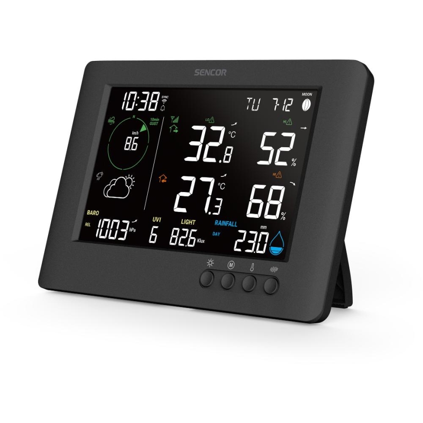Sencor - Profi-Wetterstation mit Farb-LCD-Anzeige und Wecker 5V/1xCR2032 + 3xAA Wi-Fi