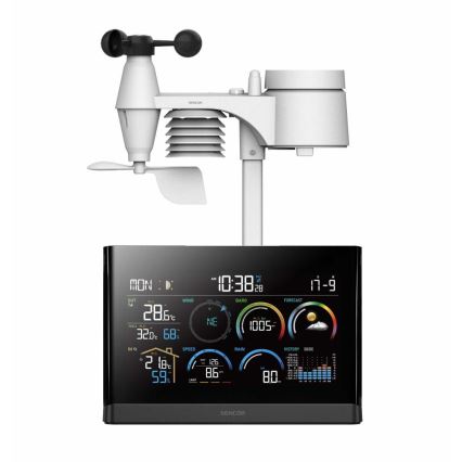Sencor - Profi-Wetterstation mit Farb-LCD-Anzeige und Wecker 5V/3xAAA + 3xAA
