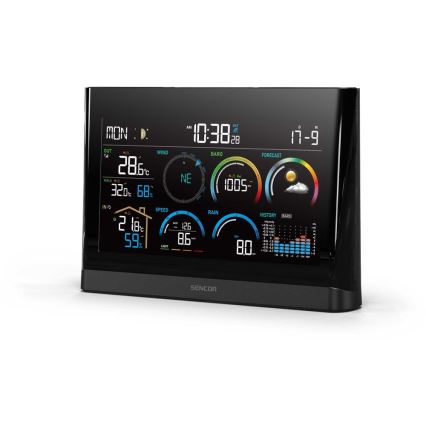Sencor - Profi-Wetterstation mit Farb-LCD-Anzeige und Wecker 5V/3xAAA + 3xAA