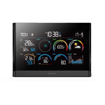 Sencor - Profi-Wetterstation mit Farb-LCD-Anzeige und Wecker 5V/3xAAA + 3xAA