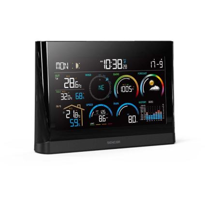Sencor - Profi-Wetterstation mit Farb-LCD-Anzeige und Wecker 5V/3xAAA + 3xAA
