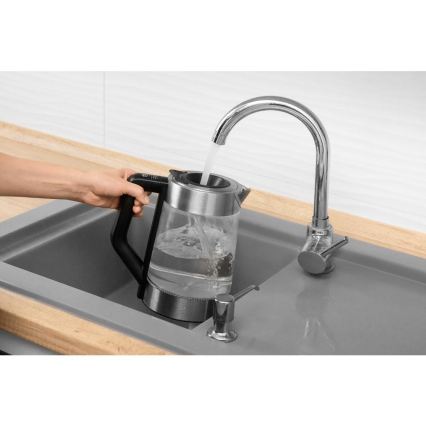 Sencor - Schnellkoch-Wasserkocher mit Temperaturregelung 1,7 l 2200W/230V mattes Chrom/schwarz