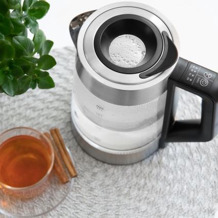 Sencor - Schnellkoch-Wasserkocher mit Temperaturregelung 1,7 l 2200W/230V mattes Chrom/schwarz