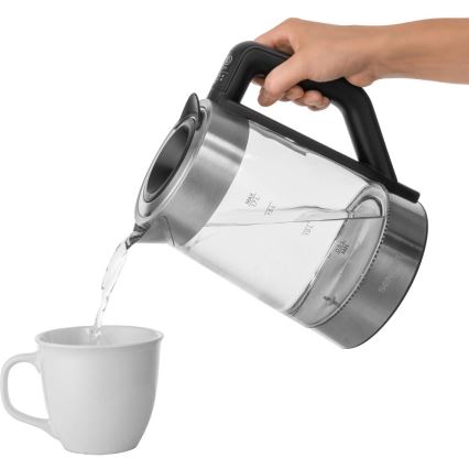 Sencor - Schnellkoch-Wasserkocher mit Temperaturregelung 1,7 l 2200W/230V mattes Chrom/schwarz