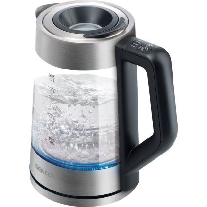 Sencor - Schnellkoch-Wasserkocher mit Temperaturregelung 1,7 l 2200W/230V mattes Chrom/schwarz
