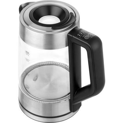 Sencor - Schnellkoch-Wasserkocher mit Temperaturregelung 1,7 l 2200W/230V mattes Chrom/schwarz