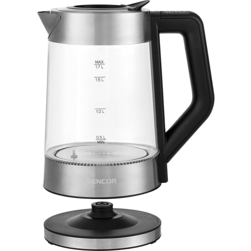 Sencor - Schnellkoch-Wasserkocher mit Temperaturregelung 1,7 l 2200W/230V mattes Chrom/schwarz