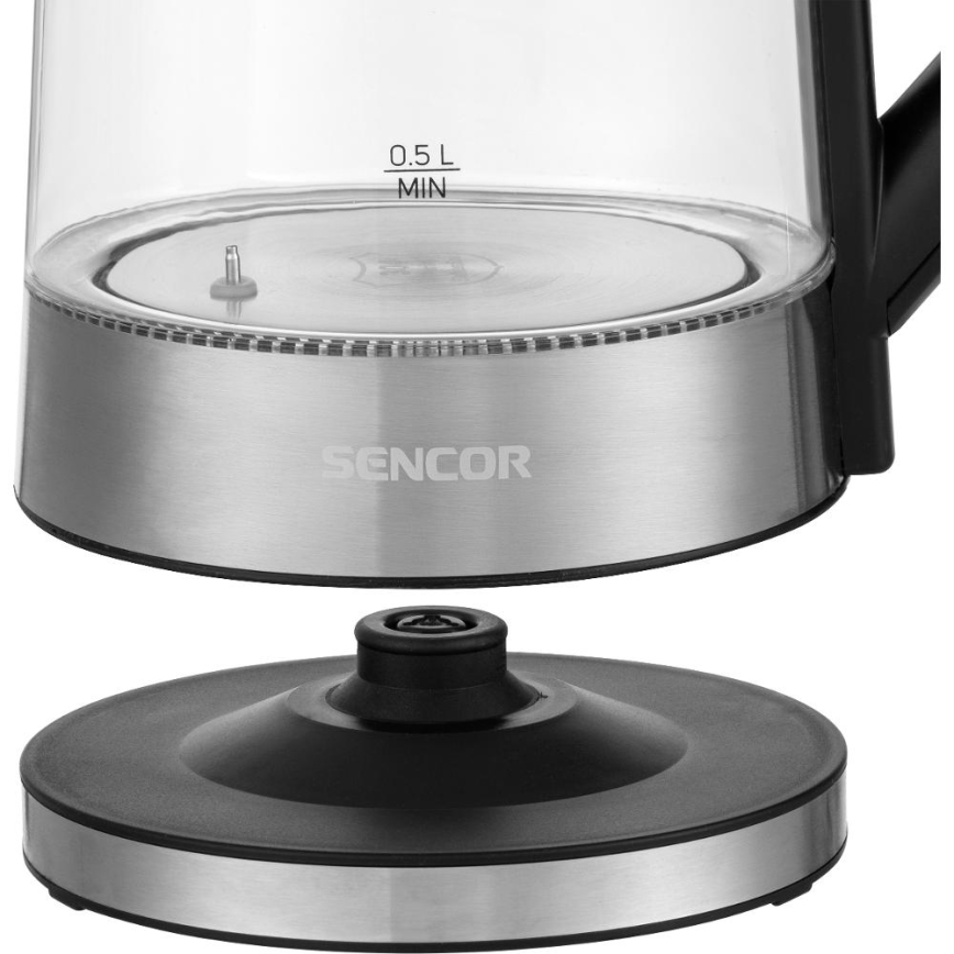 Sencor - Schnellkoch-Wasserkocher mit Temperaturregelung 1,7 l 2200W/230V mattes Chrom/schwarz