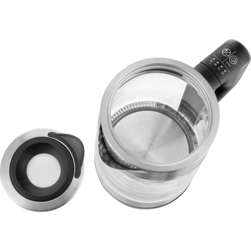 Sencor - Schnellkoch-Wasserkocher mit Temperaturregelung 1,7 l 2200W/230V mattes Chrom/schwarz