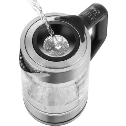 Sencor - Schnellkoch-Wasserkocher mit Temperaturregelung 1,7 l 2200W/230V mattes Chrom/schwarz