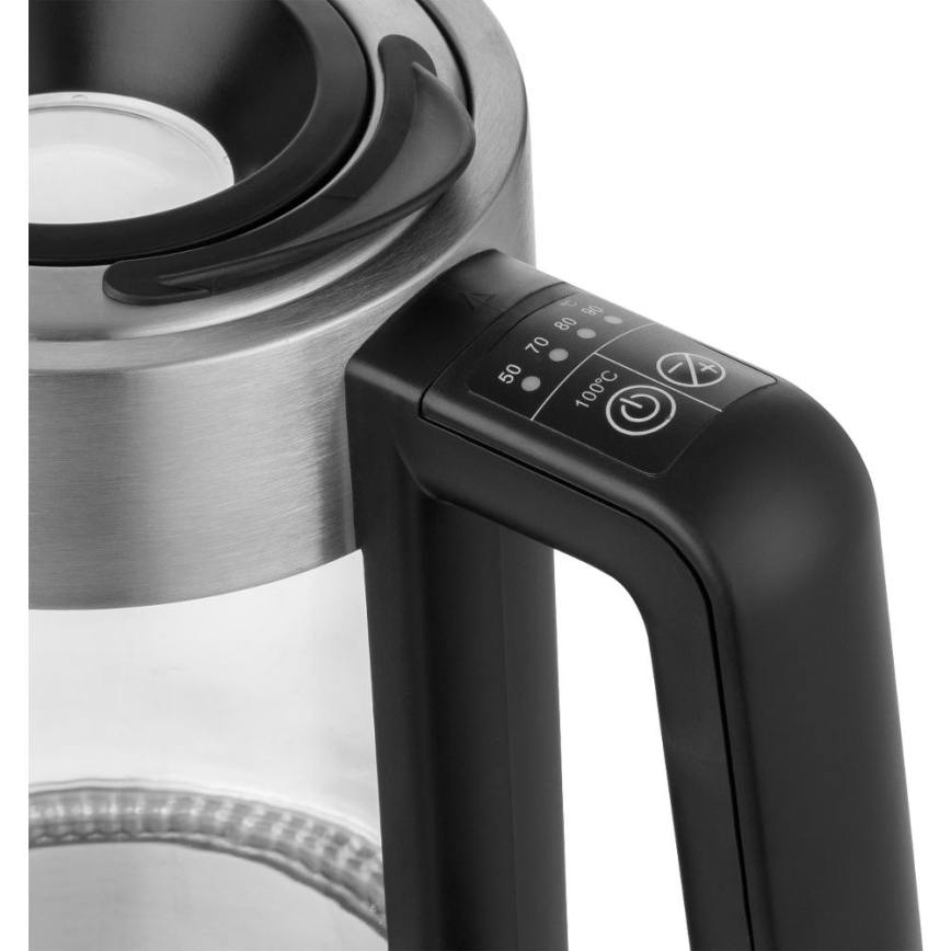 Sencor - Schnellkoch-Wasserkocher mit Temperaturregelung 1,7 l 2200W/230V mattes Chrom/schwarz