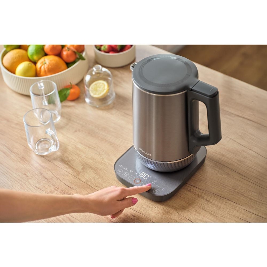 Sencor - Schnellkochender Wasserkocher mit Temperaturregelung 1,7 l 1800W/230V Edelstahl