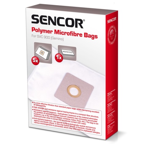 Sencor - SET 5x Beutel + 1x Mikrofilter für Staubsauger