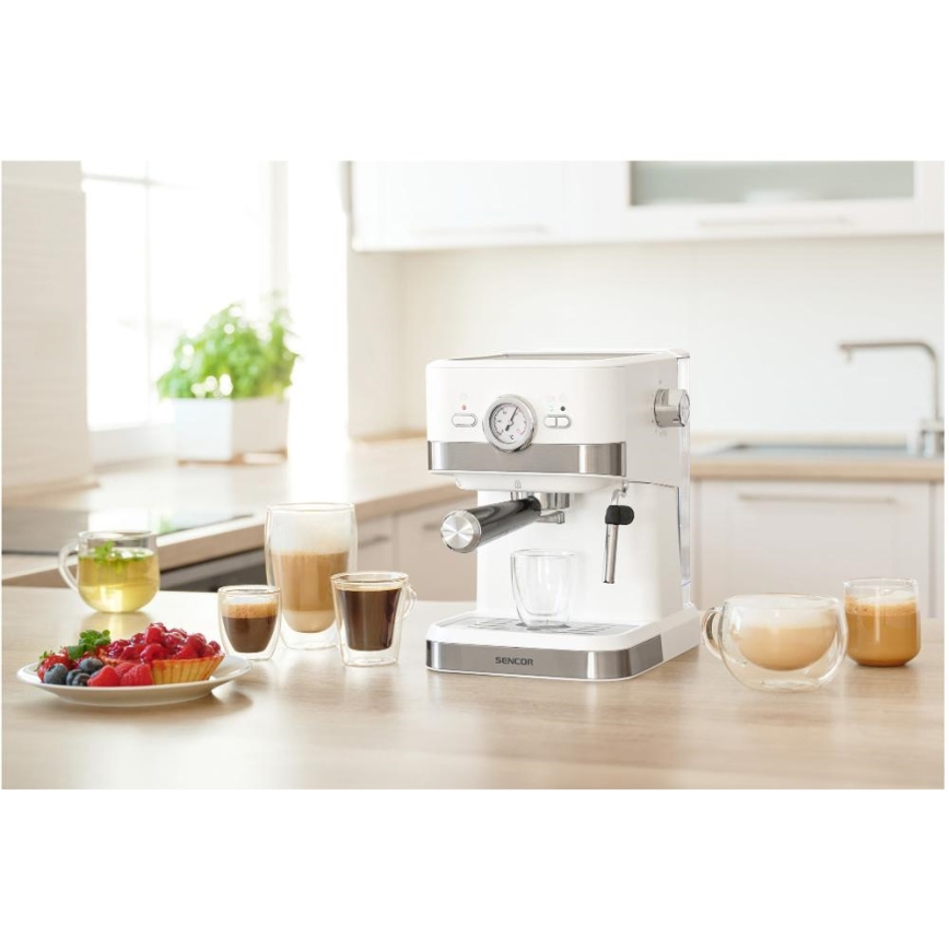 Sencor - Siebträger-Espressomaschine 1050W/230V weiß/matt Chrom