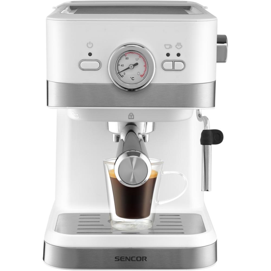 Sencor - Siebträger-Espressomaschine 1050W/230V weiß/matt Chrom
