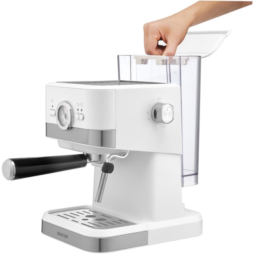 Sencor - Siebträger-Espressomaschine 1050W/230V weiß/matt Chrom