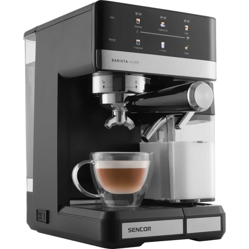 Sencor - Siebträger-Espressomaschine 1350 W/230 V schwarz/mattchrom