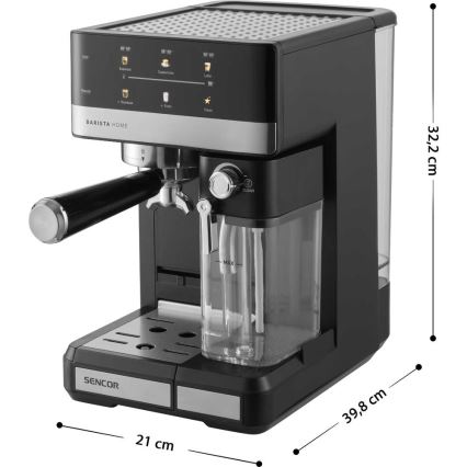 Sencor - Siebträger-Espressomaschine 1350 W/230 V schwarz/mattchrom