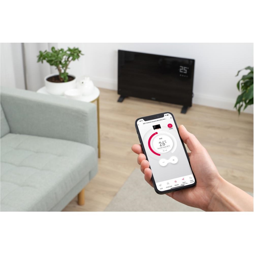 Sencor - Smartes elektrisches Konvektor-Heizgerät 2000 W/230 V IP24 WLAN schwarz + Fernbedienung