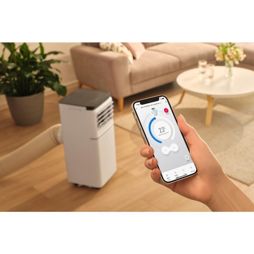 Sencor - Smart mobile Klimaanlage 3-in-1 inklusive vollständigem Zubehör 815 W/230 V 8000 BTU Wi-Fi weiß + Fernbedienung