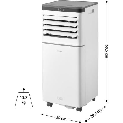 Sencor - Smart mobile Klimaanlage 3-in-1 inklusive vollständigem Zubehör 815 W/230 V 8000 BTU Wi-Fi weiß + Fernbedienung