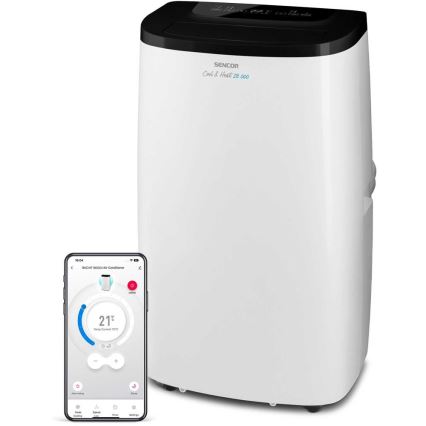 Sencor - Intelligente mobile Klimaanlage 4-in-1 mit komplettem Zubehör 1750W/230V 18000 BTU Wi-Fi weiß + Fernbedienung