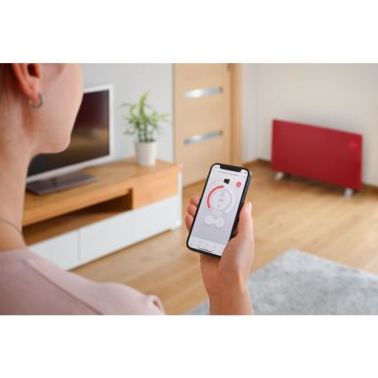 Sencor - Smarter elektrischer Direktheizer/Konvektor 1200/2400W/230V IP24 Wi-Fi rot