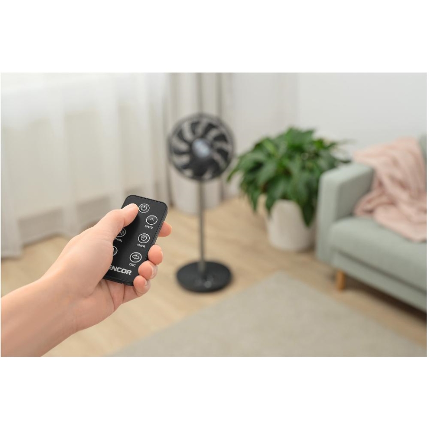 Sencor - Standventilator 3D UltraSilent 26W/230V Wi-Fi schwarz + Fernbedienung