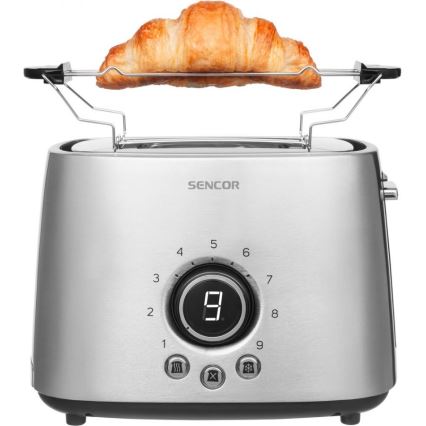 Sencor - Toaster für 2 Scheiben mit Brötchenaufsatz, 1000W/230V, silber