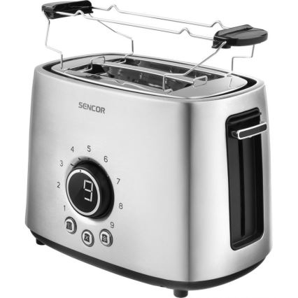Sencor - Toaster für 2 Scheiben mit Brötchenaufsatz, 1000W/230V, silber